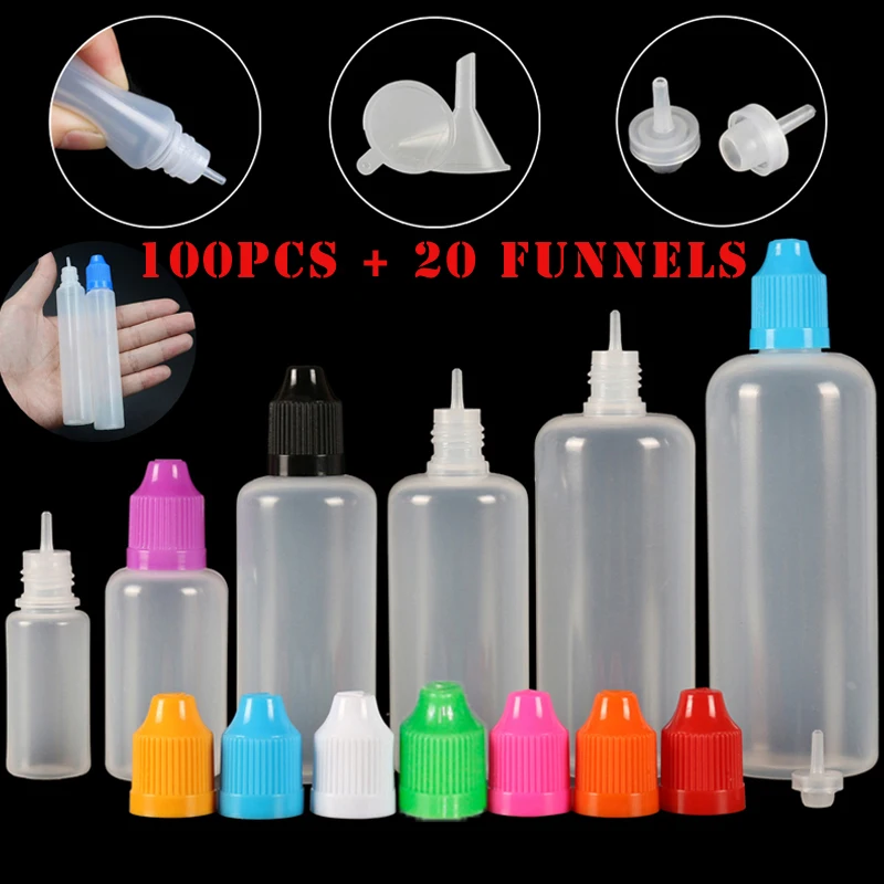 Juice Bottle Dropper - 100 Uds 3/5/10/15/20/30/50/100/120ml vacío LDPE plástico